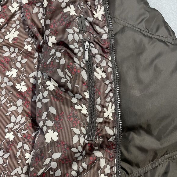 Eddie Bauer Jacket Womens Medium Brown Premium Goose Down Puffer Floral Full Zip - Picture 7 of 16
